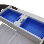 Masuta 2 in 1 Picnic Copii cu Bancute Delta din lemn - Masa Gradina cu umberla pentru activitati  de joaca cu nisip si apa AXI Alb Gri